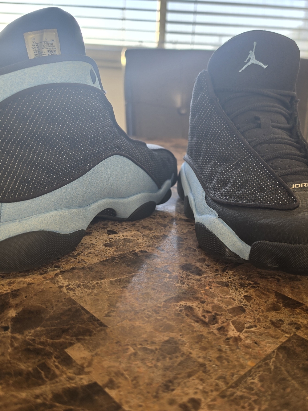 Jordan Men's Athletic Shoes - Black and Light Blue